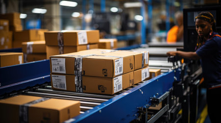 Efficient Package Processing: Postal Worker Scanning Barcodeの素材