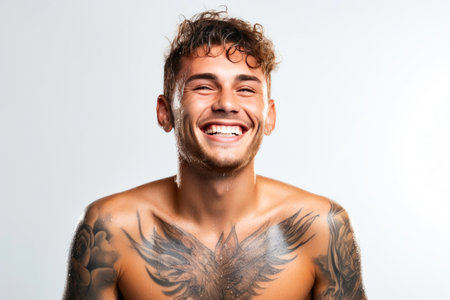 Tattooed Charm: A Joyful Man's Wet and Wild Momentの素材