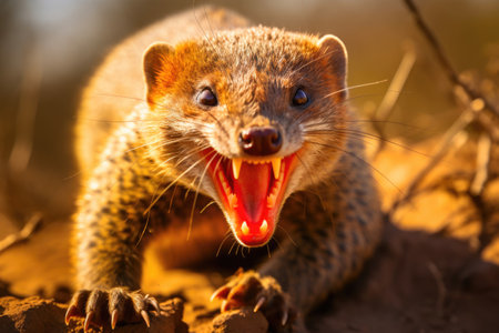 A Mongoose's Swift Victory Over a Wriggling Snakeの素材
