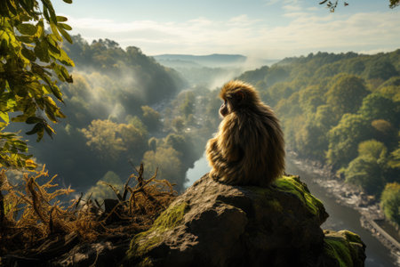 A Lone Monkey's Rainforest Vistaの素材