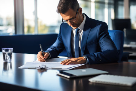 Calculating Success: Accountant Engaged in Workの素材