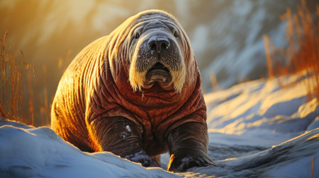 A Lone Walrus Relaxing in Arctic Radianceの素材