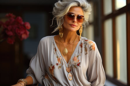 Chic and Confident: Fashion-Forward 60-Year-Old Ladyの素材