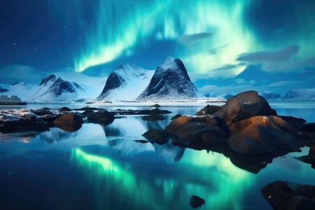 Nature's Light Show: Aurora Borealis in Lofotenの素材