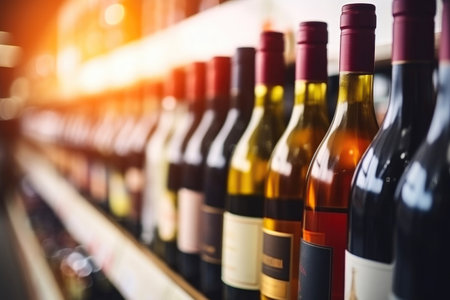 Blurred Wine Selection in Store Liquor Aisleの素材
