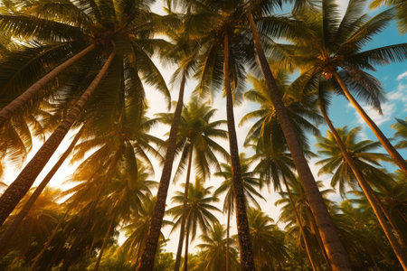 Gazing Skyward at Coconut Palm Canopyの素材