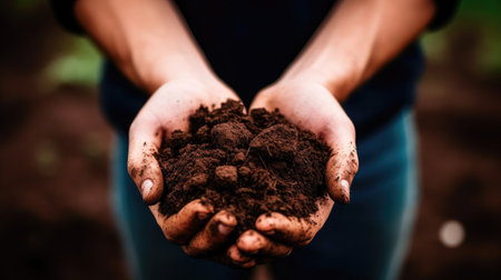 Up Close with Hands Engaging with Soilの素材