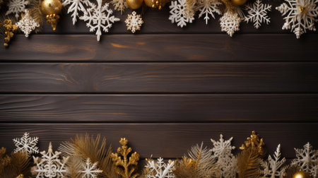 Celestial Holiday: Golden Tree Topper Amidst White Snowflakesの素材