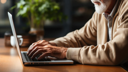 Touch of Experience: Seniors Tapping into Laptopsの素材