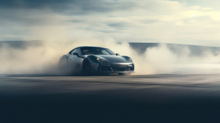 Sports Car Burnout on the Racewayの素材