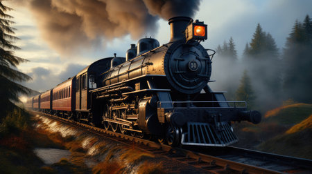 Nostalgic Journey: Vintage Steam Locomotive in Actionの素材
