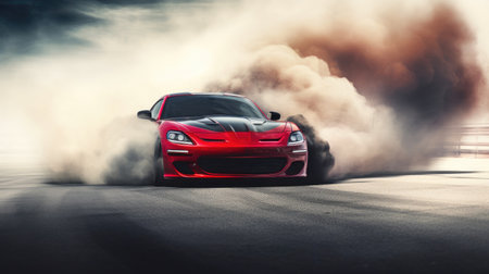 Racing Track Smoke Show with a Sports Carの素材