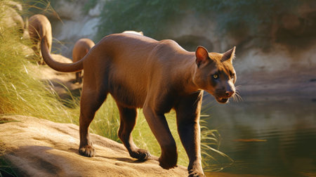 Wild Fossa Roaming the Rolling Hillsの素材