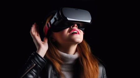 Woman Enjoying VR Technologyの素材