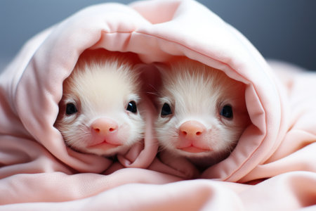 Adorable Piglets Wrapped in Pinkの素材