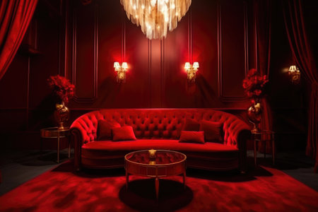 Crimson Chic: Upscale Red Room Interior Designの素材