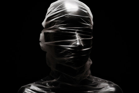 Dark Portrait of Cellophane-Wrapped Headの素材