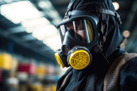 Close-up of Safety-Clad Specialist Examining Factory Leakの素材