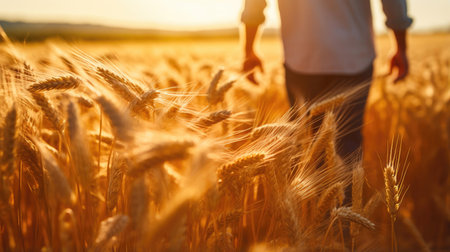 The Wheat Whisperer: Up-Close with a Farmer in the Fieldの素材