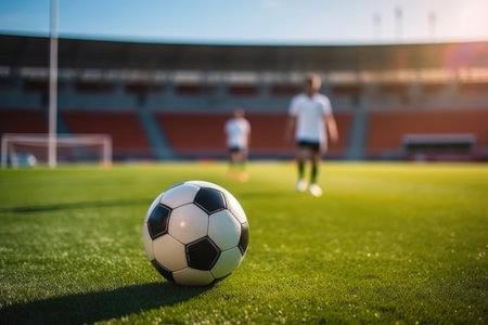 Footballer in Action: Stadium Field Playの素材