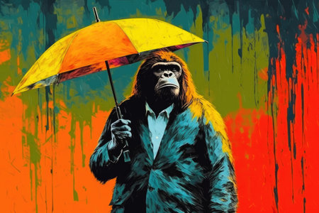 Gentleman Orangutan: A Rainy Stroll in Styleの素材