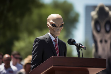 Alien Chief Executive Speaking at Public Eventの素材