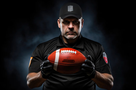 Football Referee with Game Ballの素材