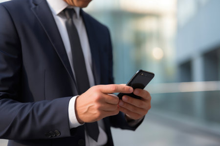 Smartphone in the Hands of a Businessmanの素材
