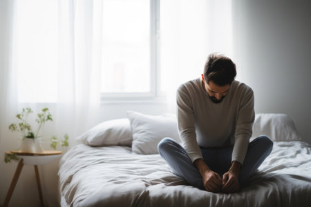 Despairing Male on Bedの素材
