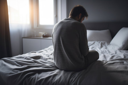 Emotionally Distressed Man Sitting Downの素材
