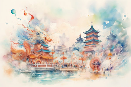 Traditional Dragon Dance at New Year Celebrationの素材