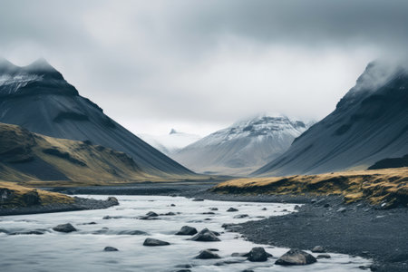 Highland Wonders: Iceland's Cloudy Mountain Sceneryの素材