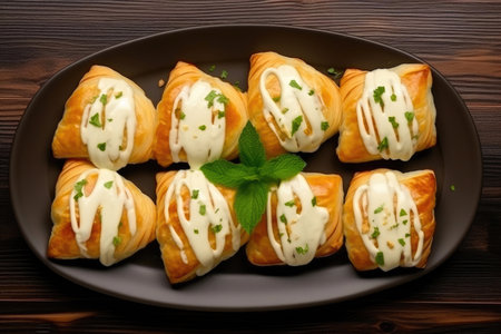 Top-Down View of Cheese-Filled Pastriesの素材