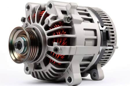 Automotive Alternator Isolated on Whiteの素材