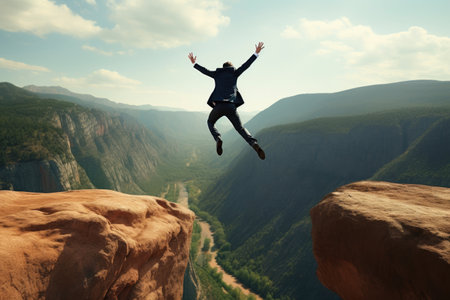 Leap of Ambition: Businessman's Daredevil Actの素材