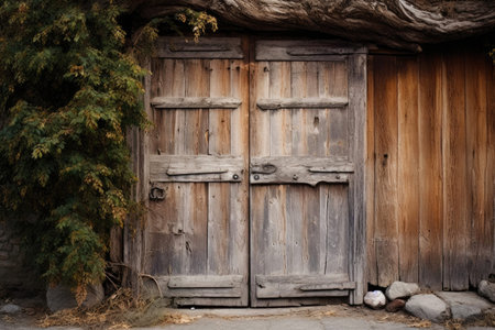 Vintage Charm: Aged Wooden Entranceの素材
