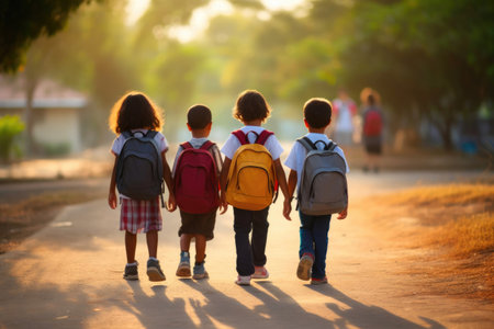 Joyful Schoolmates Embarking on a New Journeyの素材