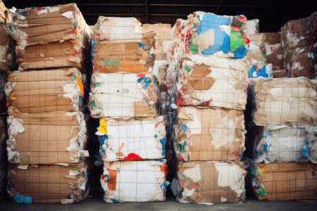 Cardboard Recycling Process: Stacked Bale Inventoryの素材