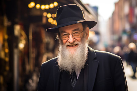 Religious Leader on a Sunny Downtown Streetの素材