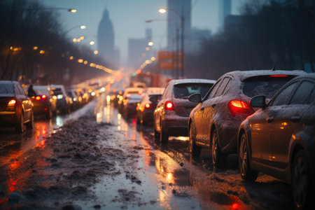 Winter Traffic Nightmare: Snowfall Gridlock Sceneの素材