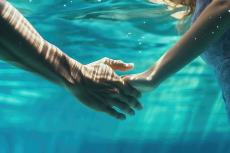 Ocean Love Story: Divers Gazing into Each Other's Eyesの素材