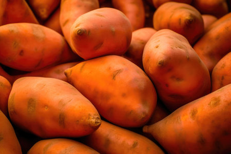 Close-Up View of Healthy Sweet Potatoesの素材