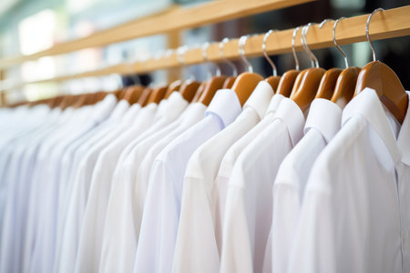 Elegant White Shirt Rack in Retail Shopの素材