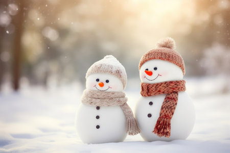 Snowman Family Gathering in the Outdoor Chillの素材