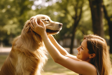 Connection Between a Woman and Her Delighted Canineの素材