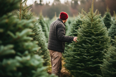Winter Whispers: Man with Christmas Tree Back Viewの素材