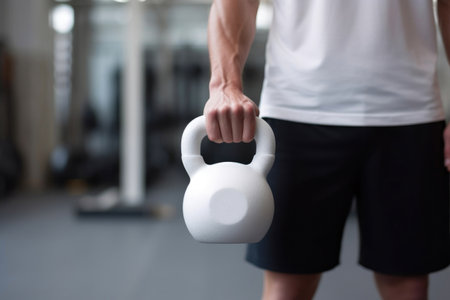 Close-Up of Fitness Trainer and Kettlebellの素材