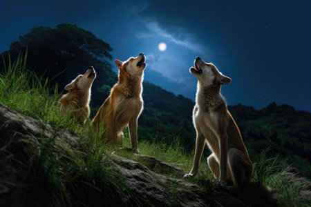 Eerie Wolf Howling by Moonlightの素材