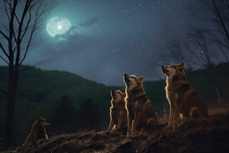 Wild Wolves Serenading the Moonの素材