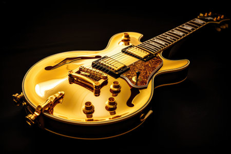 Musical Brilliance: A Gleaming Gold Guitarの素材